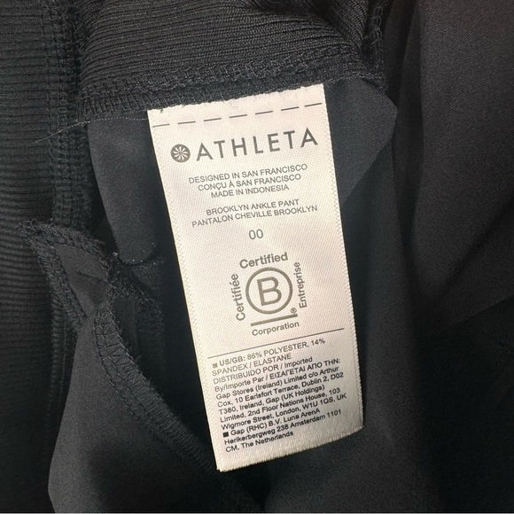 Athleta Brooklyn Ankle Pant Size 00 Black Pull on Slim Leg Knit Ribbed Panels - Picture 8 of 10